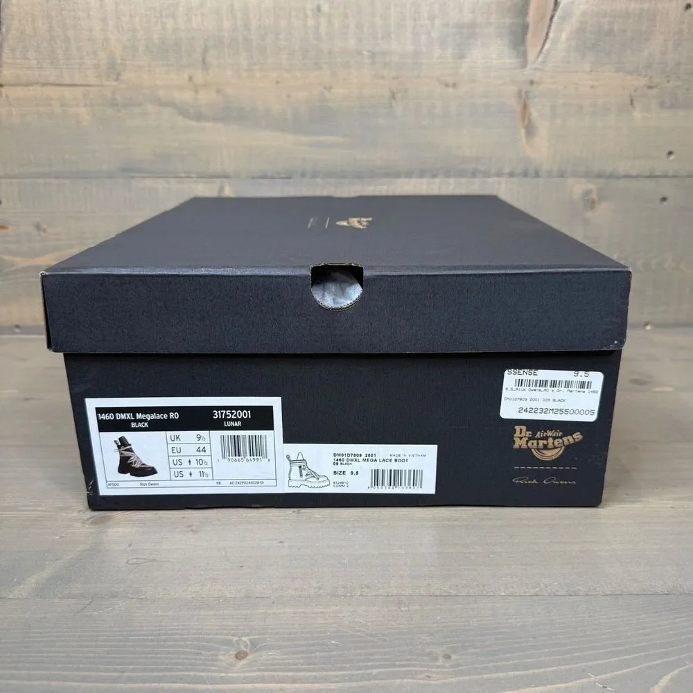NIB Dr. Martens x Rick Owens 1460 DMXL Megalace RO Black Leather Boots US 10.5 - Picture 10 of 12